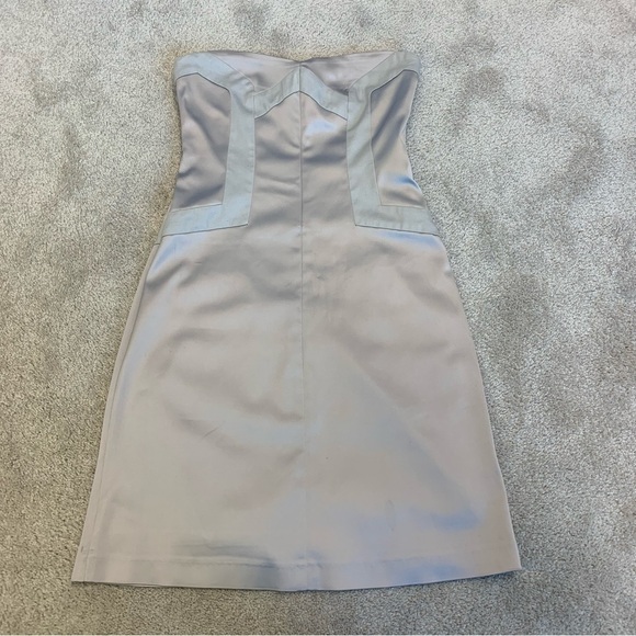REISS Satin Grey Strapless mini Dress Size 10 formal - Picture 6 of 13